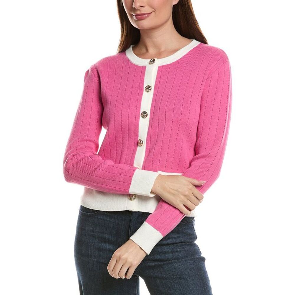 Tyler Böe Womens  Tibby Tipped Cardigan, Pink